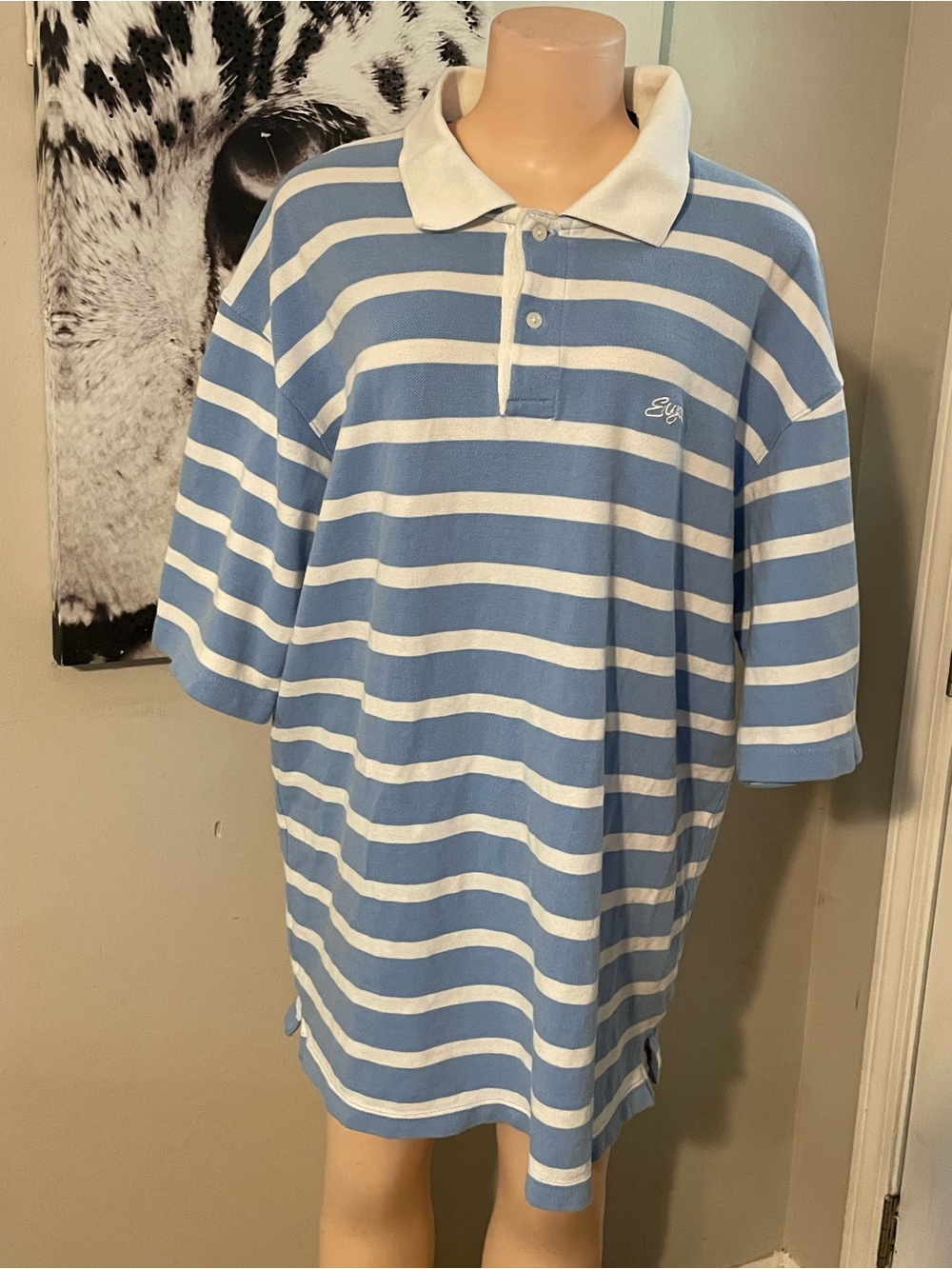 Vintage Y2K 90s well made striped Classic Polo collar shirt top logo top XXL Men